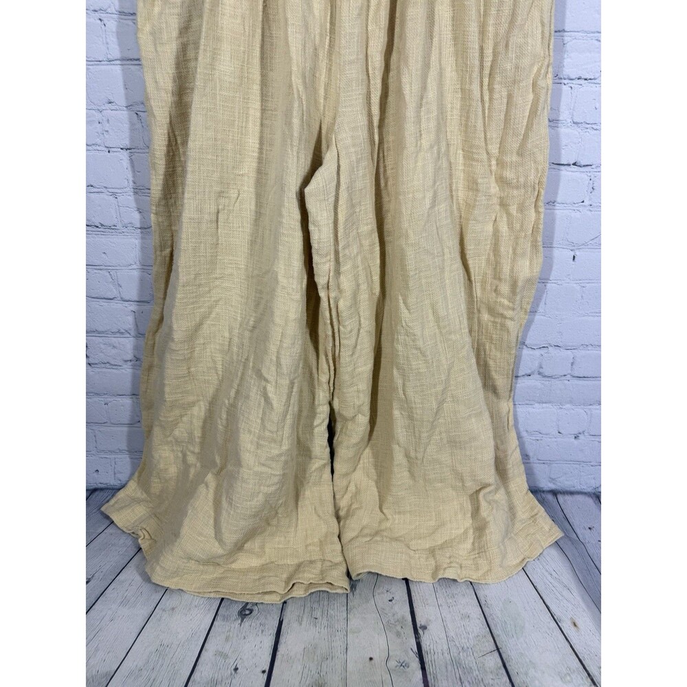 Free People Sun Drenched Overalls Large Yellow Cotton Wide Leg Relaxed Boho - Picture 9 of 16